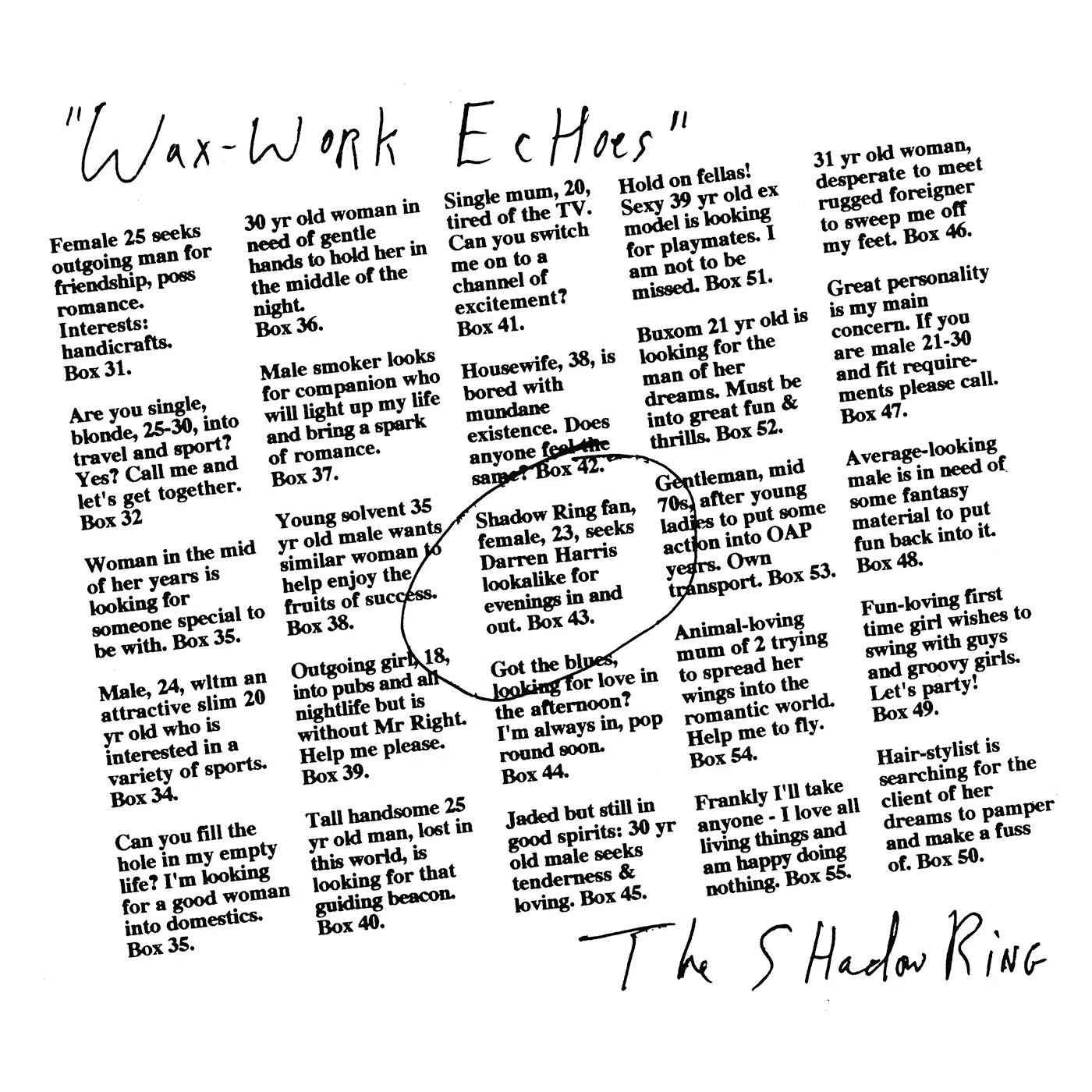 The Shadow Ring 'Wax-Work Echoes'